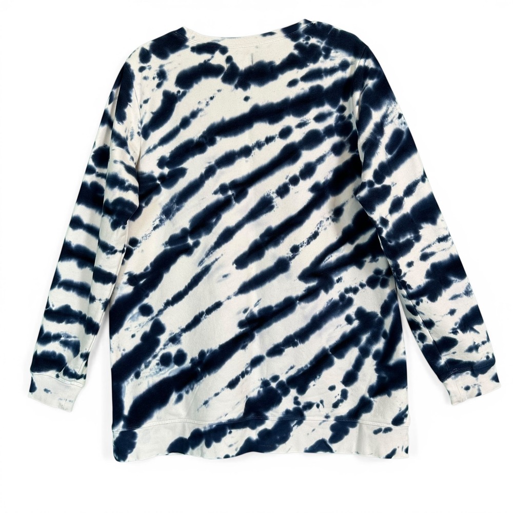Lands End Sweatshirt Serious Sweats Tie Dye Crewneck Navy White Larg Tal 14 16 - Picture 8 of 11